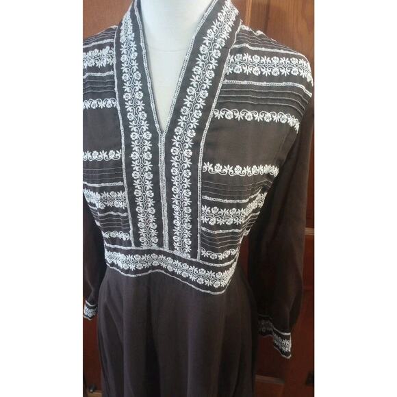 Vtg Avalon Classics Inc Women's Maxi Dress Sz 16 Embroidered 70s Gunne Sax Style - Picture 2 of 11